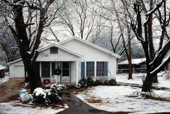 rod penner house with snow